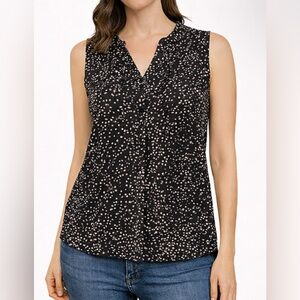 Cynthia Rowley Black & White Dotted Sleeveless Blouse (Size S)